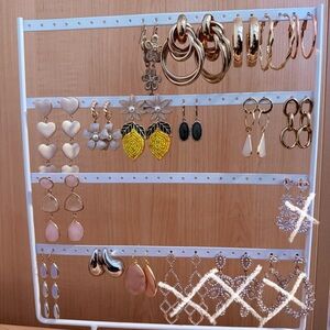 Elegant Earring Collection with Gold and Pink Accents